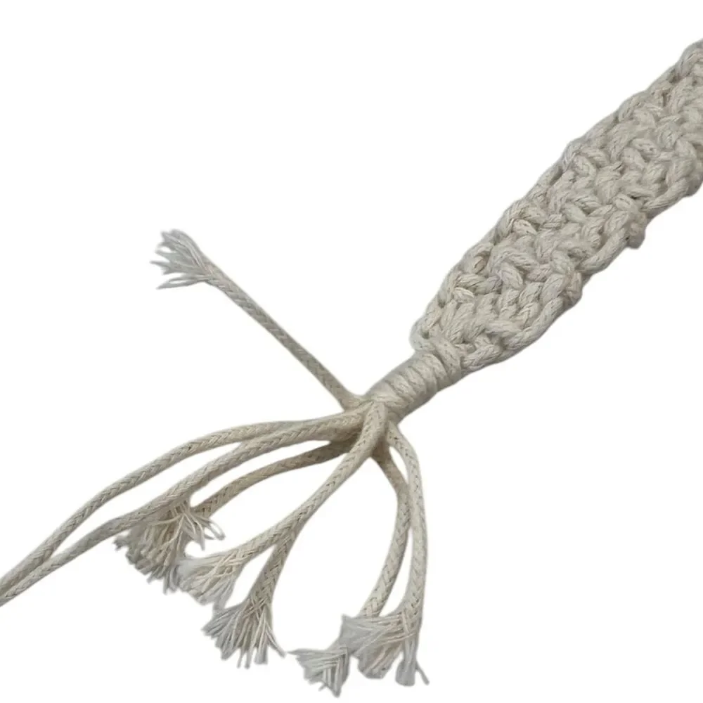 Baby Beige Macrame Braided Crochet Wooden Elephant Pacifier Clip
